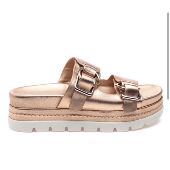 NWT J/SLIDES BAHA Rose Gold Leather Sandal - Picture 4 of 16